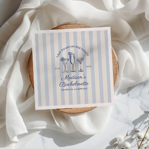 Last Toast On The Coast Dusty Blue Striped Napkin