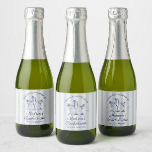 Last Toast On The Coast Dusty Blue Striped Sparkling Wine Label