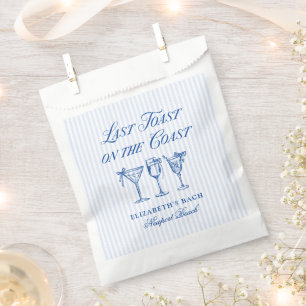 Last Toast on The Coast Elegant Hand Drawn Bows Favour Bag