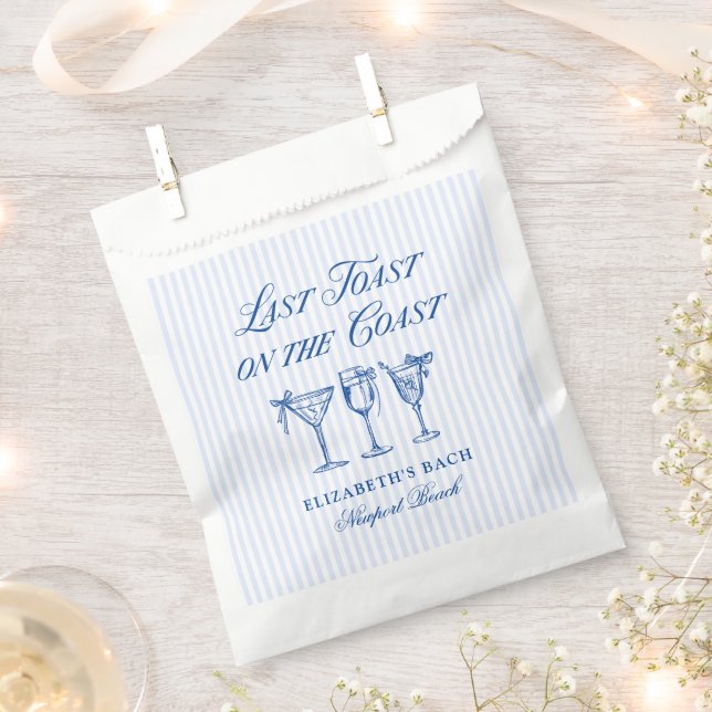 Last Toast on The Coast Elegant Hand Drawn Bows Favour Bag (Clipped)