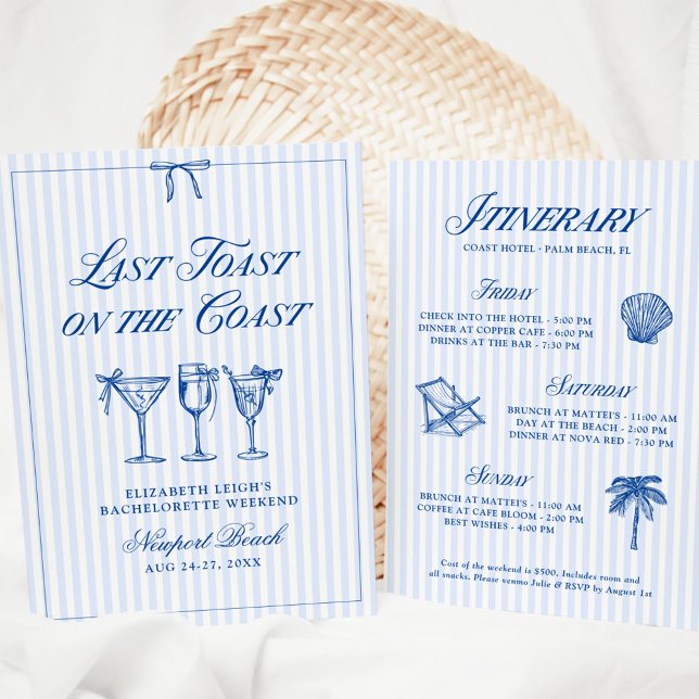 Last Toast on The Coast Elegant Hand Drawn Bows Invitation (Creator Uploaded)