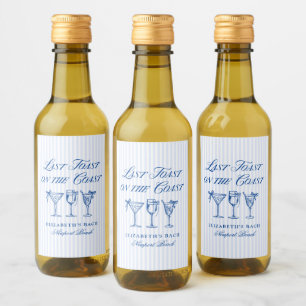 Last Toast on The Coast Elegant Hand Drawn Bows Wine Label
