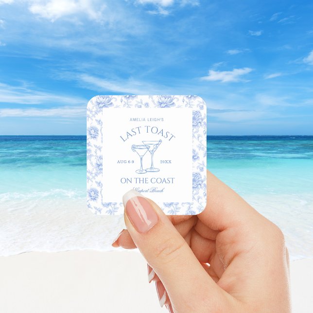 Last Toast on The Coast Floral Bachelorette Square Sticker (Creator Uploaded)