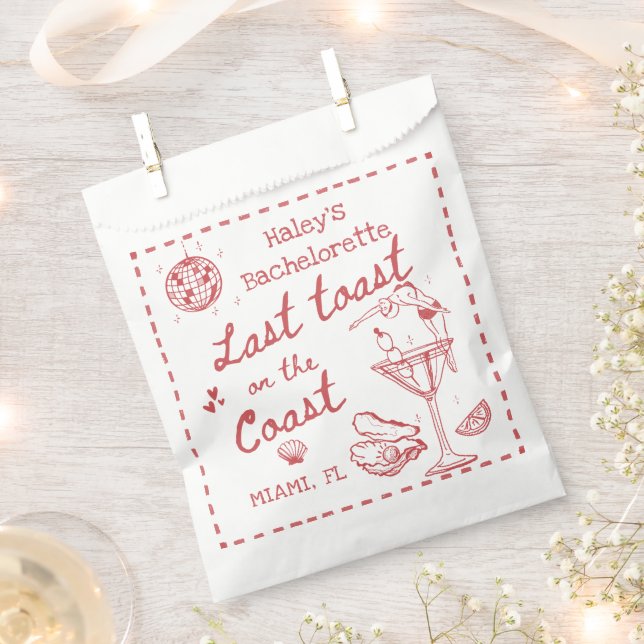 Last Toast on The Coast Red Bachelorette Party Favour Bag (Clipped)