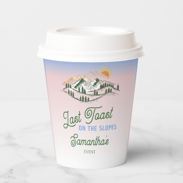 Last Toast On The Slope Skiing Winter BACH Weekend Paper Cups (Front)
