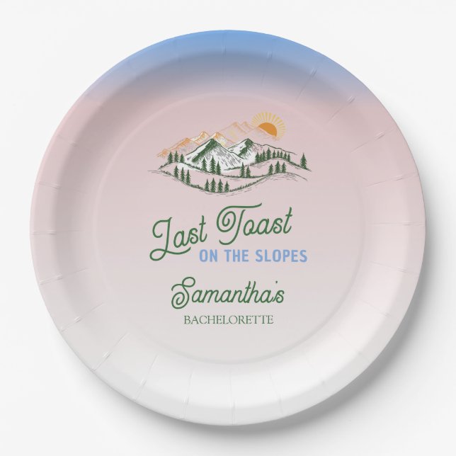 Last Toast On The Slope Skiing Winter BACH Weekend Paper Plate (Front)