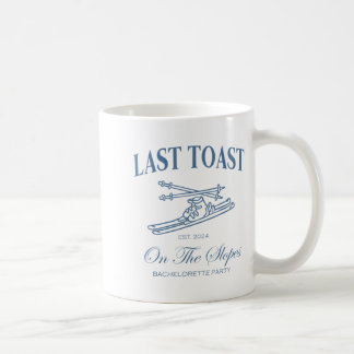 Last toast on the slopes bachelor skiing bridal coffee mug