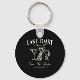 Last toast on the slopes bachelor skiing bridal keychain