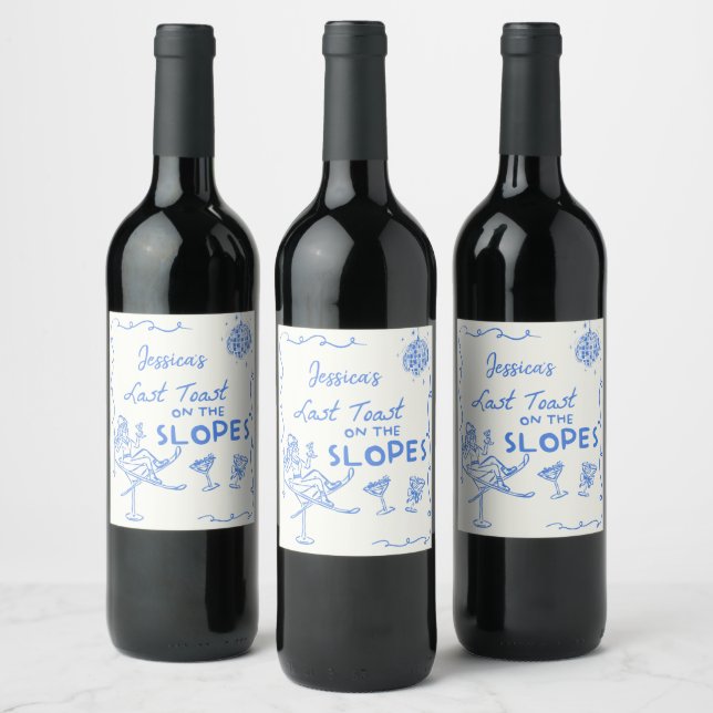 Last Toast On The Slopes Bachelorette Party Wine Label (Bottles)