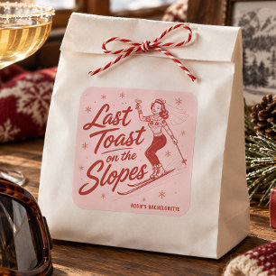 Last Toast on The Slopes Pink Bachelorette Ski Square Sticker