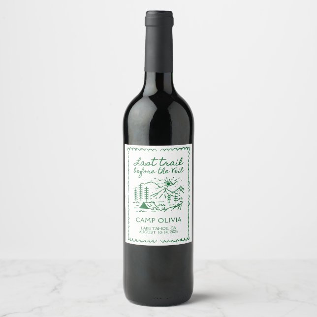 Last Trail Before The Veil Bachelorette Party Wine Label (Front)