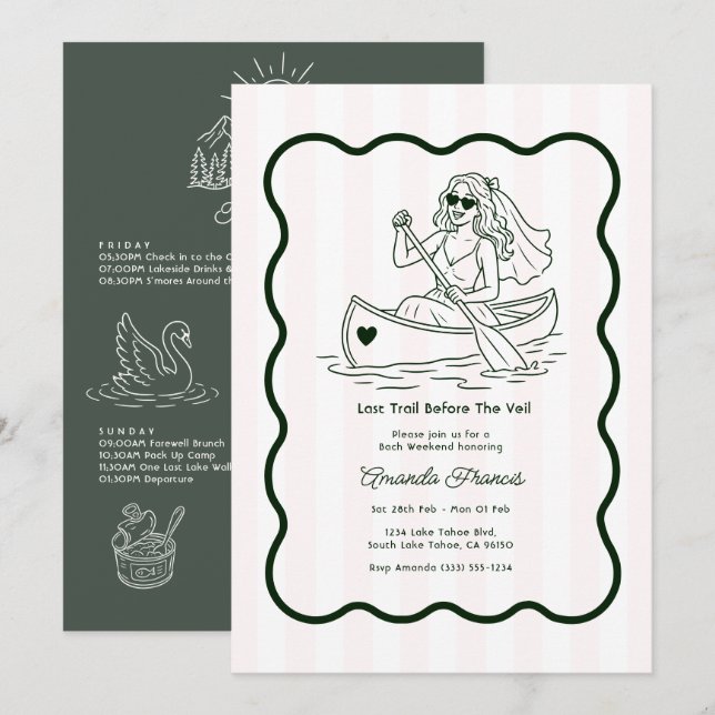 Last Trail Before the Veil Camp Bachelorette Invitation (Front/Back)