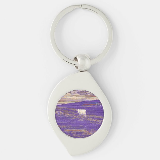 Last Transmission or Cow in a Field Keychain (Front)