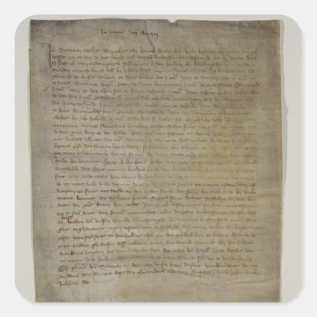 Last will and testament of the artist square sticker (Front)