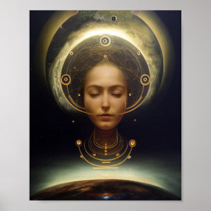 L'astronaute Surreal Science Fiction Art Poster