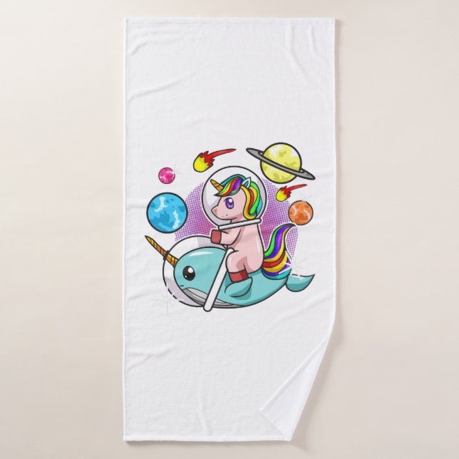 L'astronaute Unicorn chevauchant l'univers spatial (Serviette de bain)