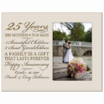 Lasts Forever 25th Anniversary Ivory Photo Frame<br><div class="desc">This stunning personalized photo frame is the perfect keepsake to commemorate a couple's 25th wedding anniversary. Laser engraved with the happy couple's names and the date they got married, along with a list of how many descendants they have so far, this beautiful frame is suitable to hang on a wall...</div>