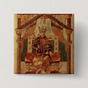 Lat 1152 f.3v Charlemagne (Carolus Magnus, Charles 2 Inch Square Button