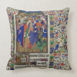 Lat 1156 f.133 The Kiss of Judas, from the Hours o Throw Pillow