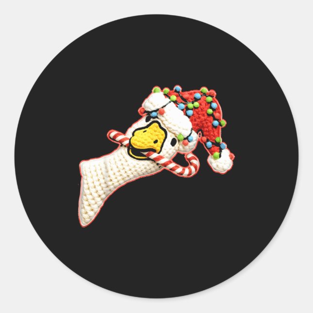 Latch Hook Faux Yarn Funny Goose Christmas Crochet Classic Round Sticker (Front)