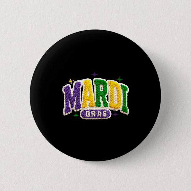Latch Hook Mardi Gras Trendy Funny Gift Tee Men, W 2 Inch Round Button (Front)