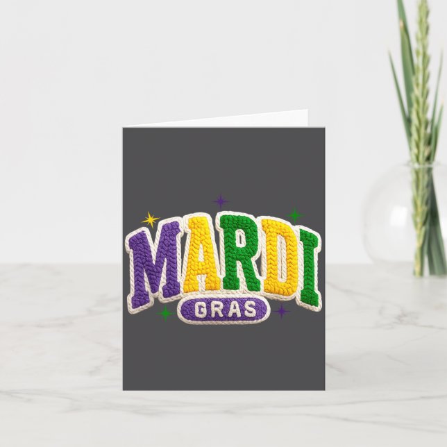 Latch Hook Mardi Gras Trendy Funny Gift Tee Men, W Card (Front)