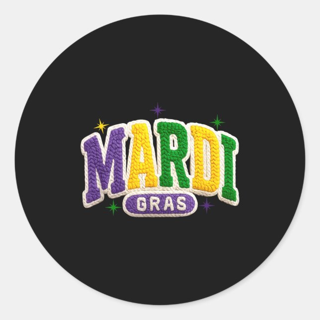 Latch Hook Mardi Gras Trendy Funny Gift Tee Men, W Classic Round Sticker (Front)