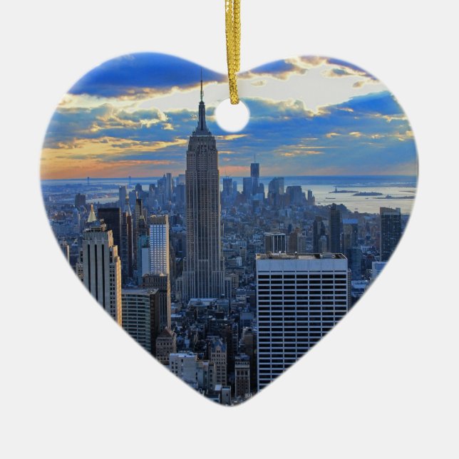 Late afternoon NYC Skyline as sunset approaches Ceramic Ornament (Front)