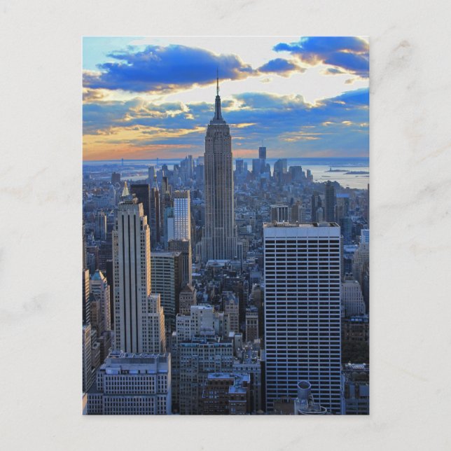 Late afternoon NYC Skyline as sunset approaches Postcard (Front)