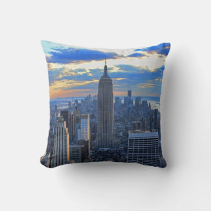 Late afternoon NYC Skyline as sunset approaches Throw Pillow