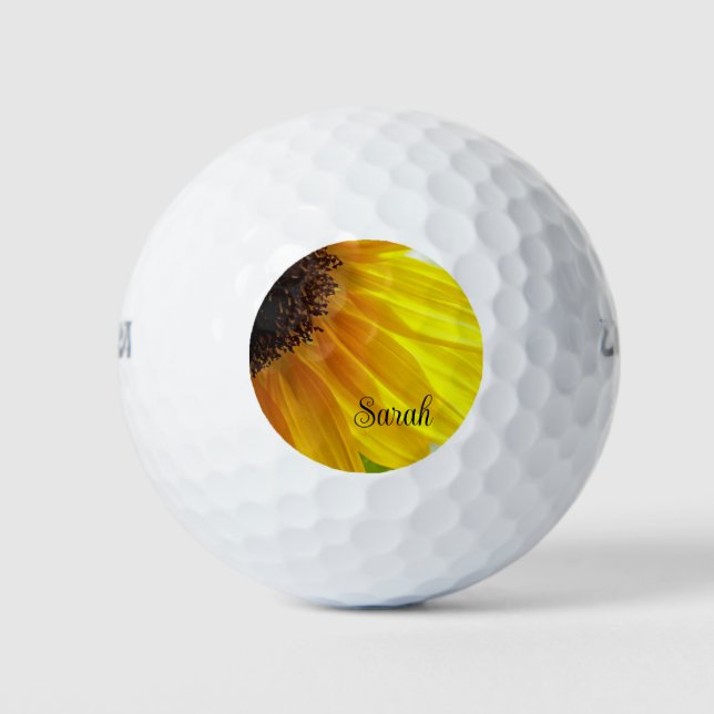 Late Afternoon Sunflower Personalized Golf Balls (Front)