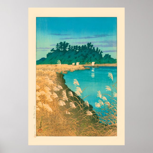 Late Autumn in Ichikawa by Kawase Hasui Poster (Front)