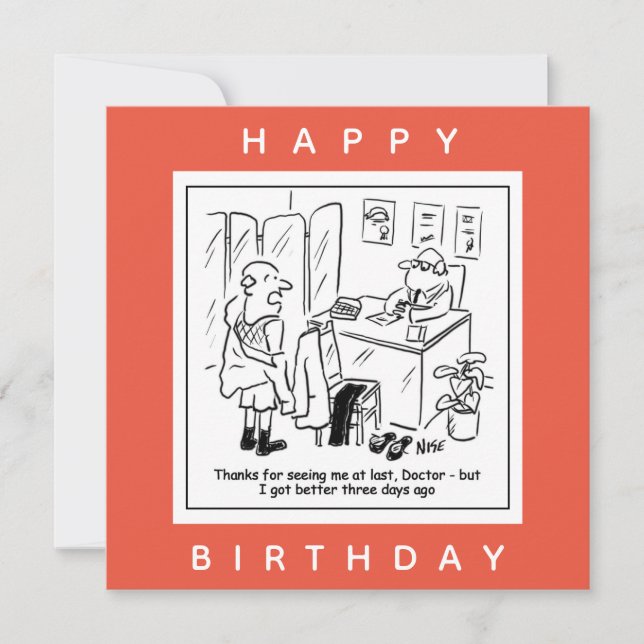 Late Doctor's Appointment - Patient Better Cartoon Card (Front)