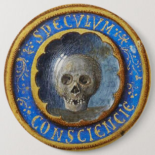 Late Medieval Manuscript Skull 6 Inch Round Button