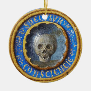 Late Medieval Manuscript Skull Ceramic Ornament