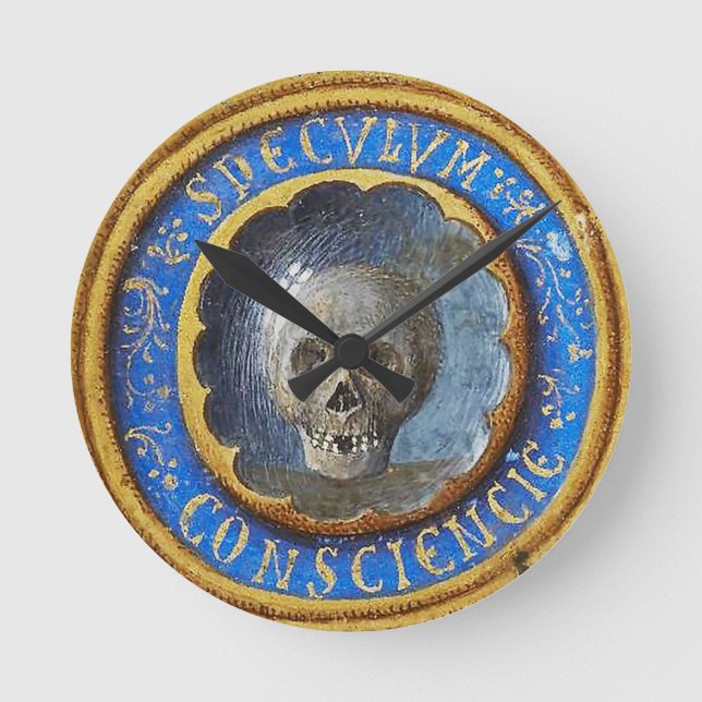 Late Medieval Manuscript Skull  Round Clock (Front)