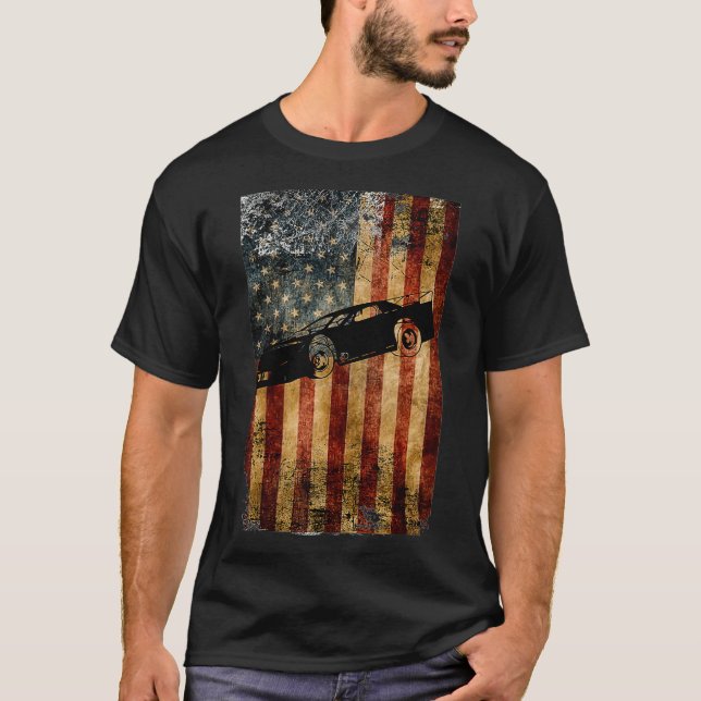Late Model Dirt Track Racing Gifts Distressed T-Shirt (Front)