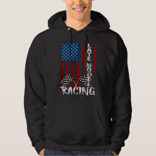 Late Model Racing Dirt Track Race Car American Fla Hoodie
