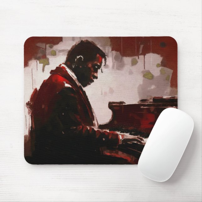 Late night bar pianist mouse pad (With Mouse)