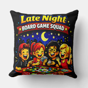 Late night board game squad  throw pillow