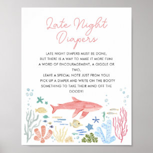  Late Night Daipers Under The Sea Baby Shower Poster