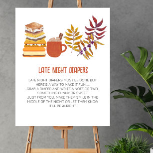 Late Night Diaper Game Smore Campfire Baby Shower  Poster
