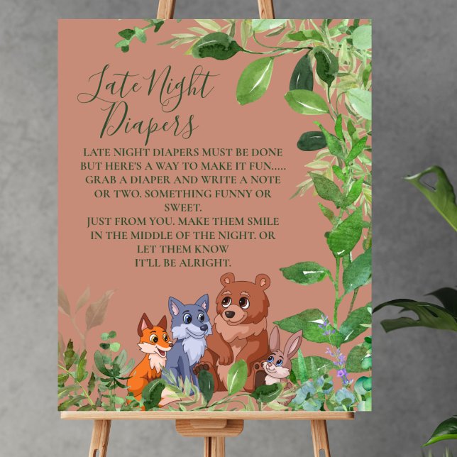 Late Night Diaper Game Woodland baby forest friend Poster (Creator Uploaded)