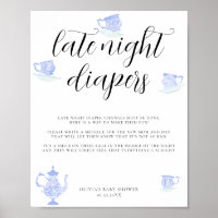 Late Night Diapers Baby Tea China Blue White Lace