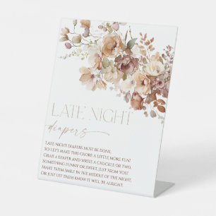Late night diapers boho fall autumn floral pedestal sign