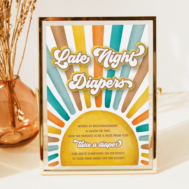 Late Night Diapers Boho Sunshine Baby Shower Sign (Creator Uploaded)