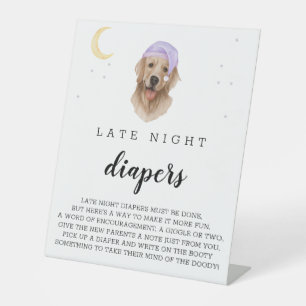 Late Night Diapers Labrador Baby Shower Watercolor Pedestal Sign