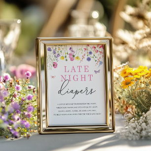 Late Night Diapers Sign Wildflower Baby Shower