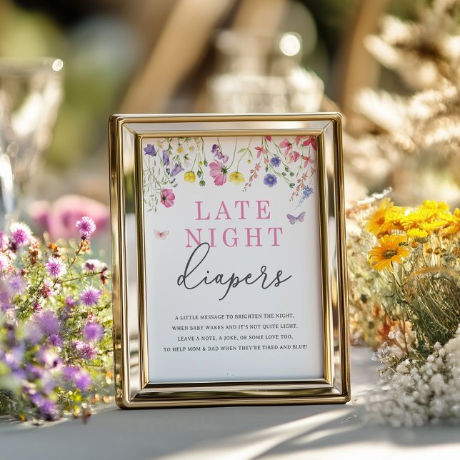 Late Night Diapers Sign | Wildflower Baby Shower (Creator Uploaded)
