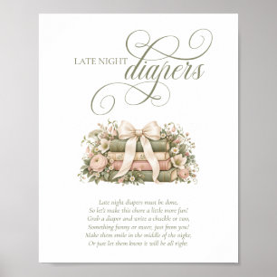 Late Night Diapers Storybook Baby Shower Game Poster